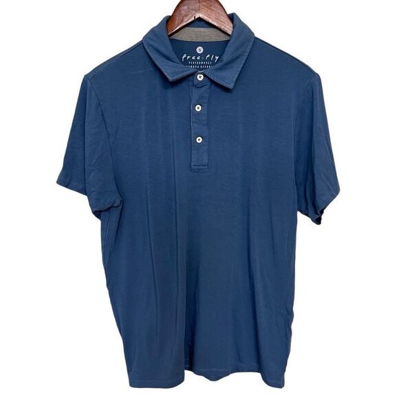 Free Fly Men’s Performance Bamboo Polo Shirt – Blue, Size Small - Picture 1 of 5
